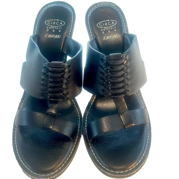 Joan & David Circa Comfort 365 DJ Keyanna Black Leather Slip On Heels 7.5 New - Picture 1 of 14